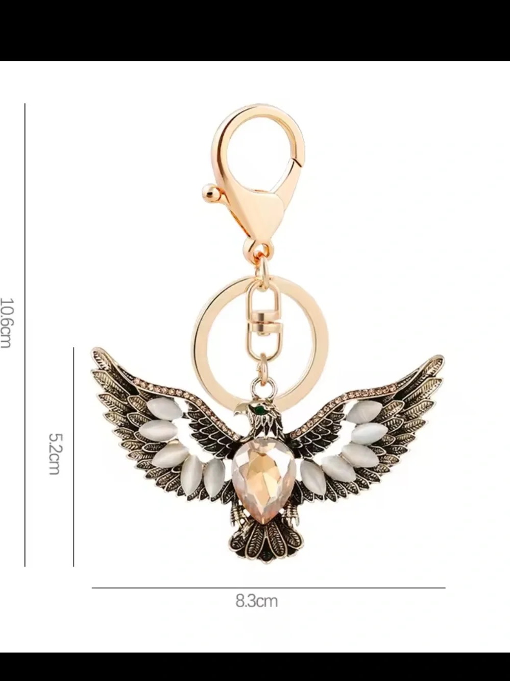 Gold-Tone Crystal Eagle Keychain Charm - Fashion Women Accessories